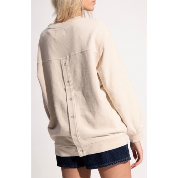 NEW Ganni x Levi's Snap Back Sweatshirt Nature Medium - Picture 10 of 17